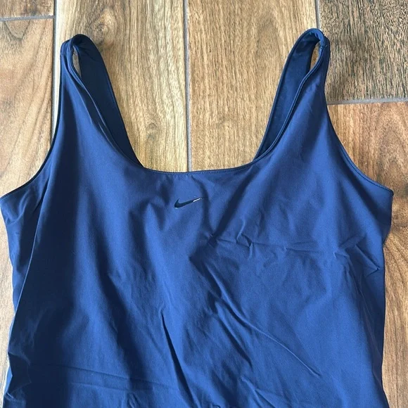 Nike Bliss Luxe Training Dress Navy Dress with Black Check‎ size Medium - Picture 3 of 7